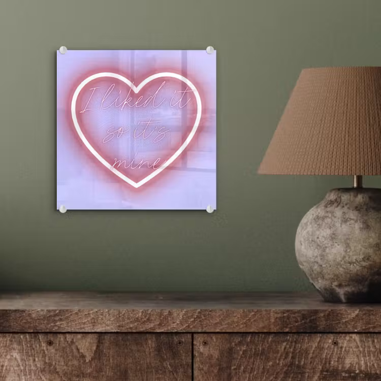 I liked it so it's mine - Neon hart - Paars plexiglas 5mm klein -sfeer3
