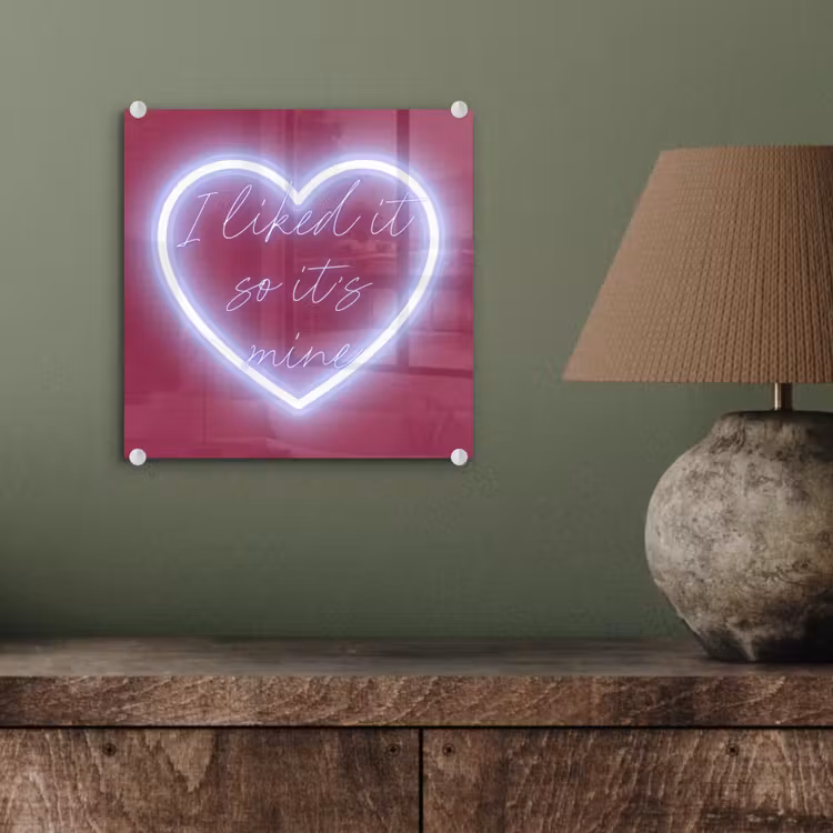 I liked it so it's mine - Neon hart - Roze plexiglas 5mm klein -sfeer3