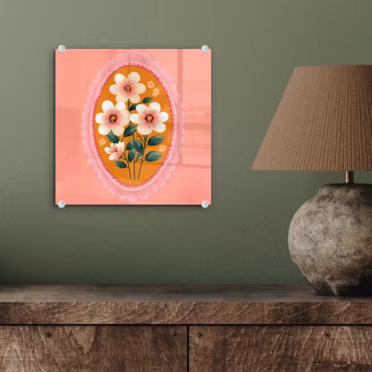 Illustratie - Bloemen - Rand - Roze plexiglas 5mm klein -sfeer3