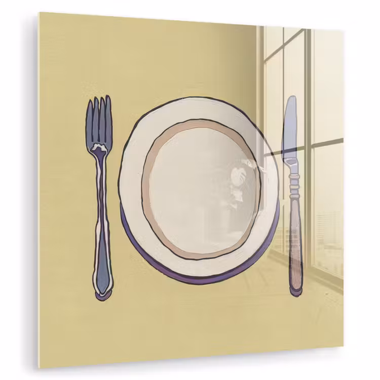 Illustratie - Bord - Bestek - Beige plexiglas 5mm klein -zzzproduct_nieuw