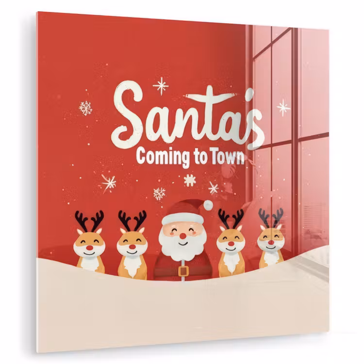 Illustratie - Kerstman - Rendieren - Rood plexiglas 5mm klein -zzzproduct_nieuw