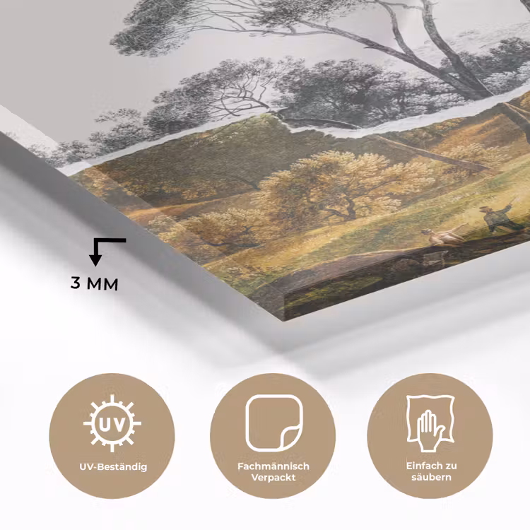 Italiaans landschap parasoldennen - Kunst - Hendrik Voogd - Schilderij - Zwart wit - Oude meesters plexiglas 5mm klein -wsfeer2_DE