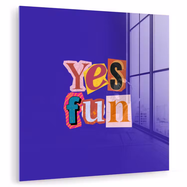 Yes fun - Kleurrijk - Collage-stijl plexiglas 5mm klein -zzzproduct_nieuw
