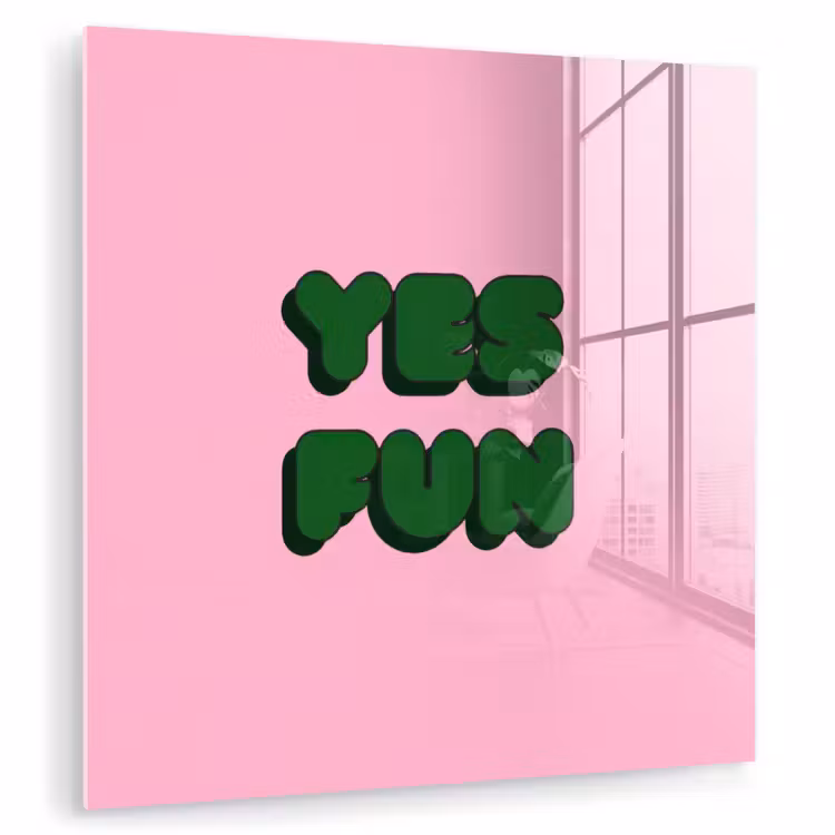 Yes fun - Groen - Roze plexiglas 5mm klein -zzzproduct_nieuw