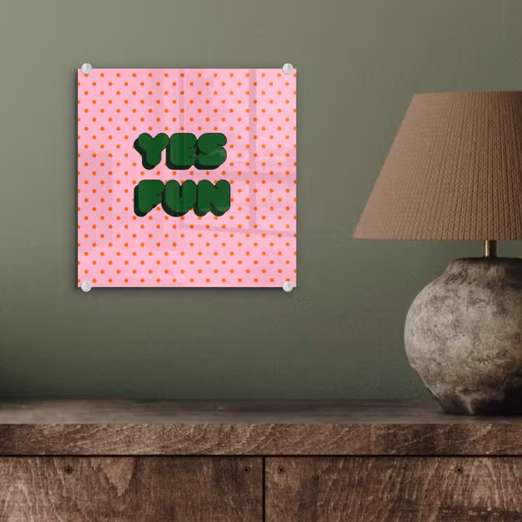Yes fun - Groen - Roze - Stippen plexiglas 5mm klein -sfeer3