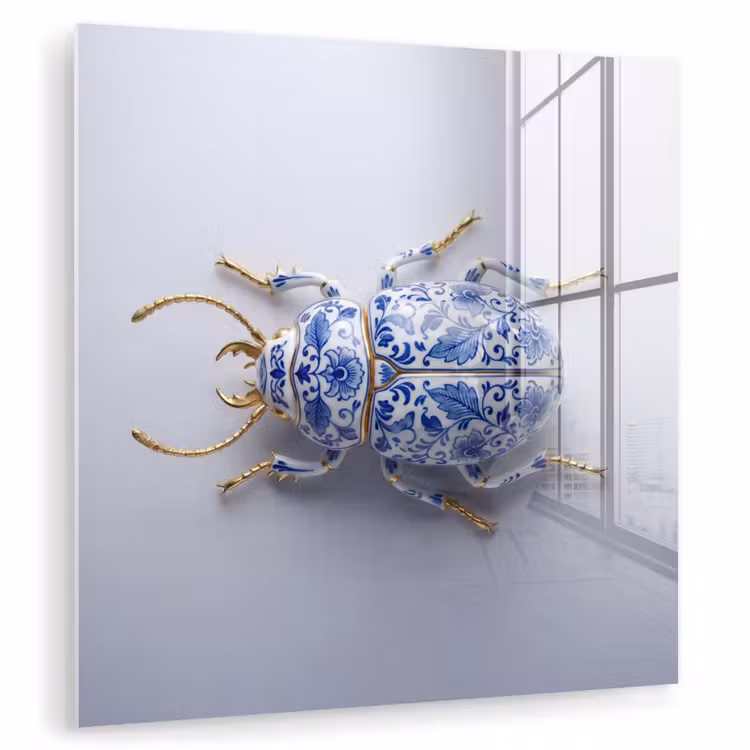 Kever - Delfts - Blauw - Goud plexiglas 5mm klein -zzzproduct_nieuw