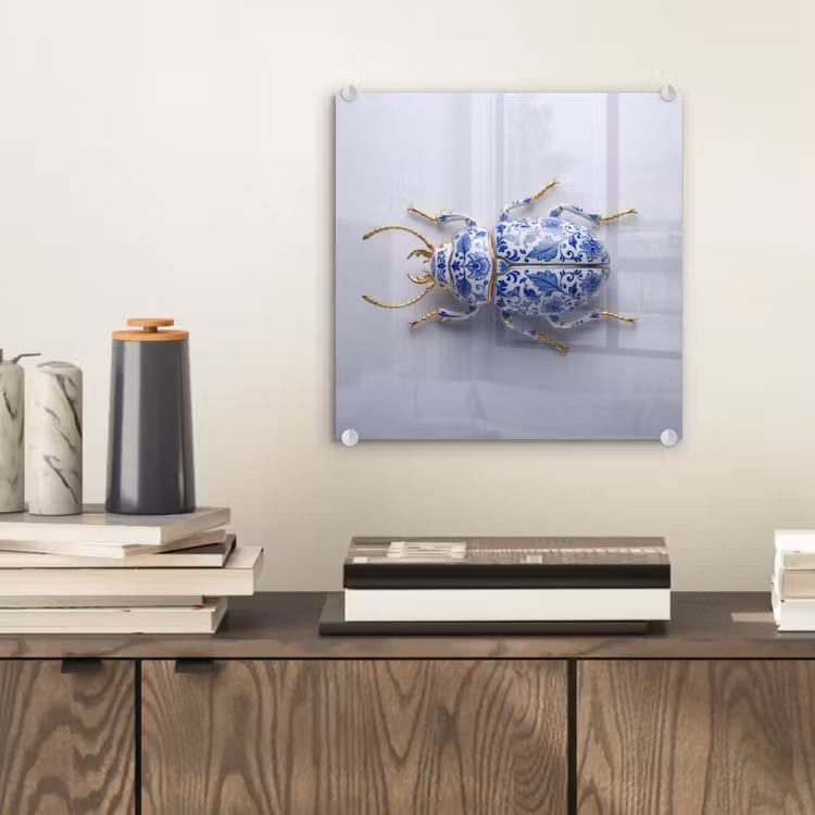 Kever - Delfts - Blauw - Goud plexiglas 5mm klein -sfeer1