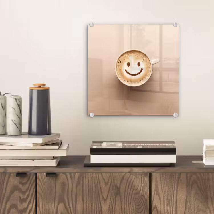 Koffie - Melkschuim - Lach - Beige plexiglas 5mm klein -sfeer1