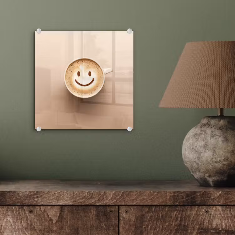 Koffie - Melkschuim - Lach - Beige plexiglas 5mm klein -sfeer3