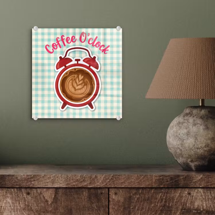 Koffie - Klok - Groen plexiglas 5mm klein -sfeer3