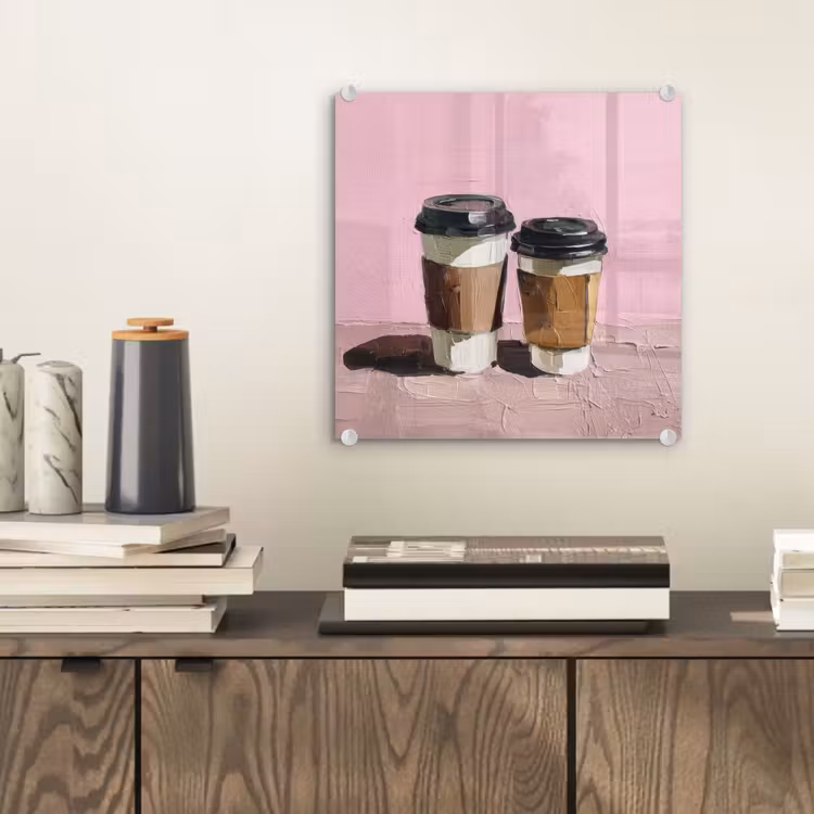 Koffiebekers - Deksel - Verf - Textuur plexiglas 5mm klein -sfeer1