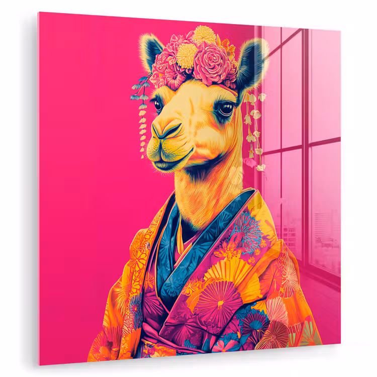 Kameel - Bloemen - Kimono - Waaiers plexiglas 5mm klein -zzzproduct_nieuw