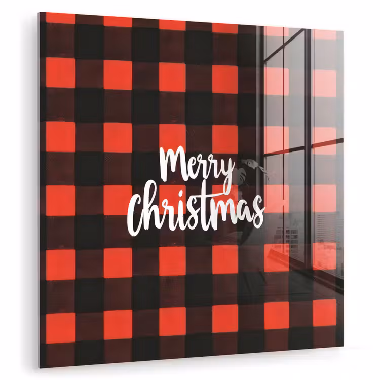 Geruit - Rood - Tekst - Christmas plexiglas 5mm klein -zzzproduct_nieuw
