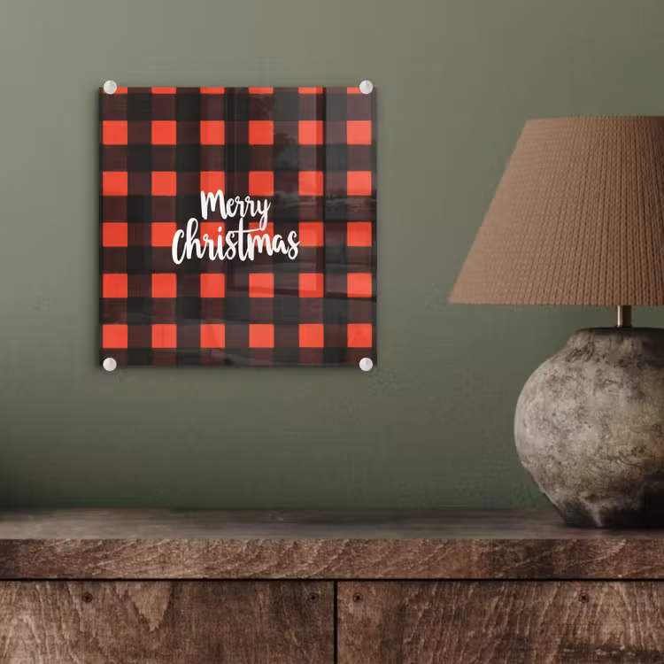 Geruit - Rood - Tekst - Christmas plexiglas 5mm klein -sfeer3