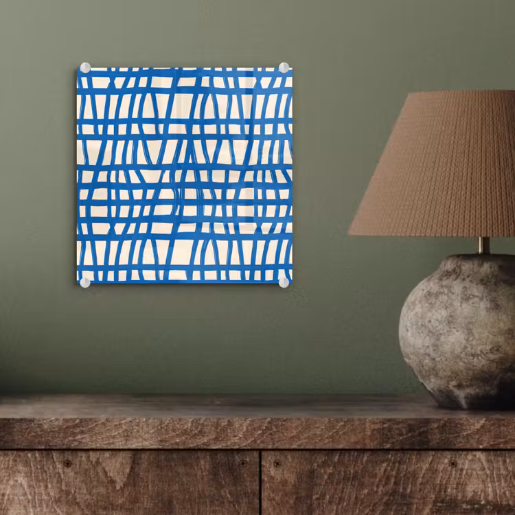 Ruitpatroon - Blauw - Crème plexiglas 5mm klein 11 -sfeer3