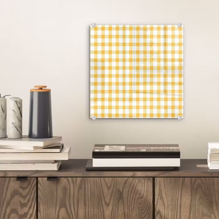 Ruit - Gingham - Klassiek - Geel en Wit plexiglas 5mm klein 11 -sfeer1