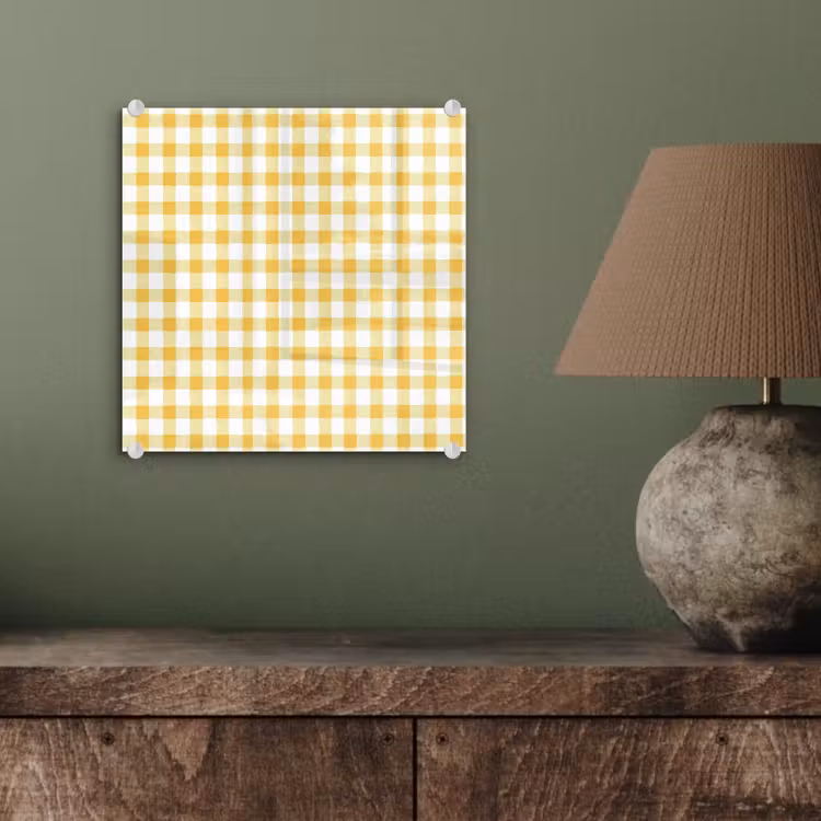 Ruit - Gingham - Klassiek - Geel en Wit plexiglas 5mm klein 11 -sfeer3