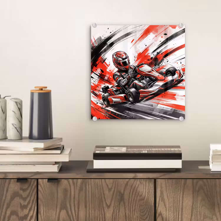 Kart - Coureur - Snelheid - Rood plexiglas 5mm klein -sfeer1