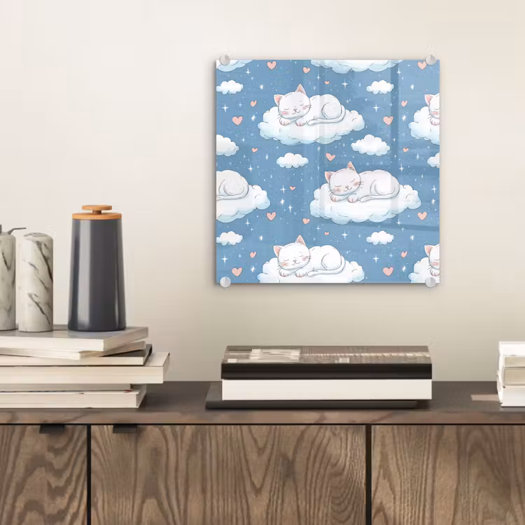 Kitten - Wolken - Blauw plexiglas 5mm klein 11 -sfeer1