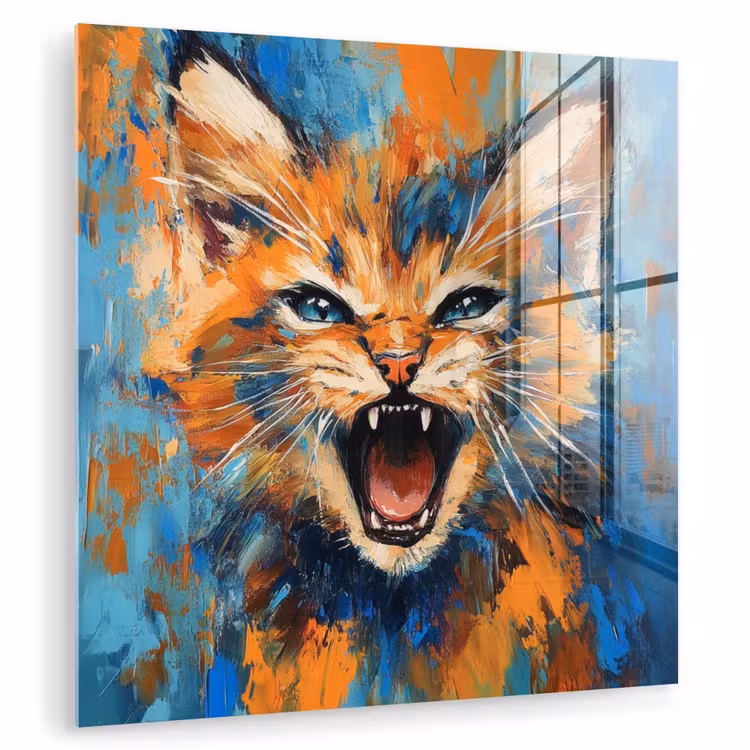 Kat - Kleurrijk - Oranje - Blauw plexiglas 5mm klein -zzzproduct_nieuw