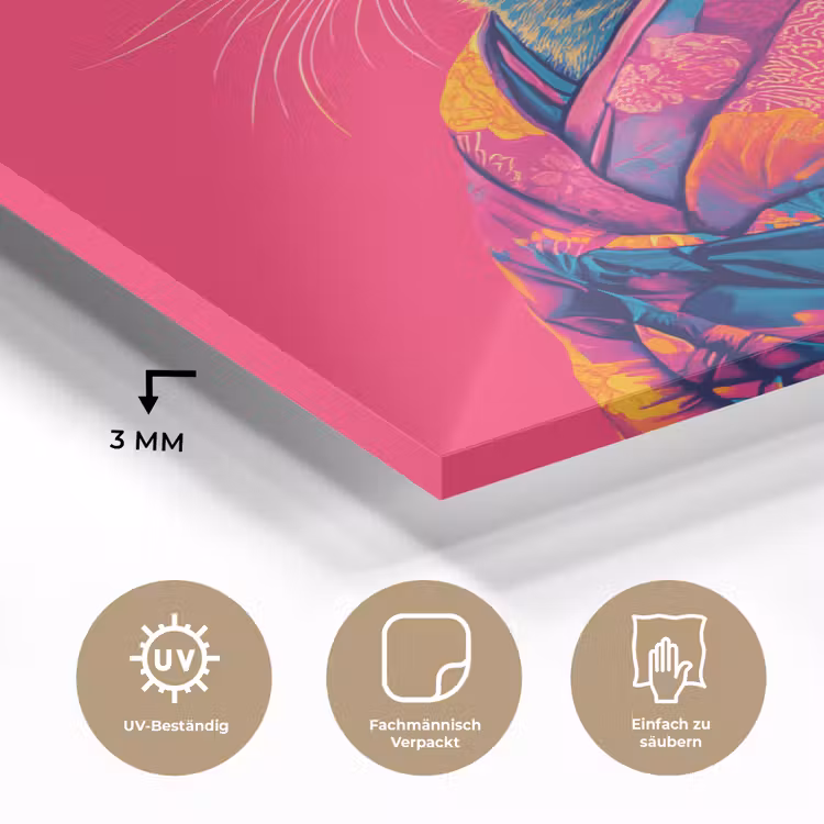 Kat - Kimono - Bloemen - Roze plexiglas 5mm klein -wsfeer2_DE