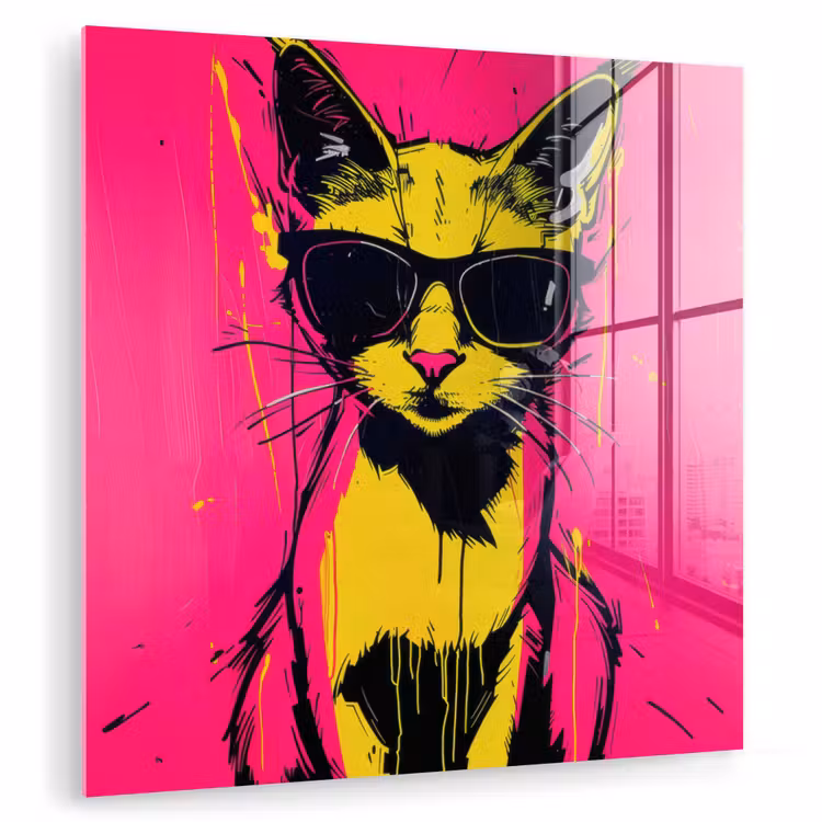 Kat - Art - Zonnebril - Roze plexiglas 5mm klein -zzzproduct_nieuw