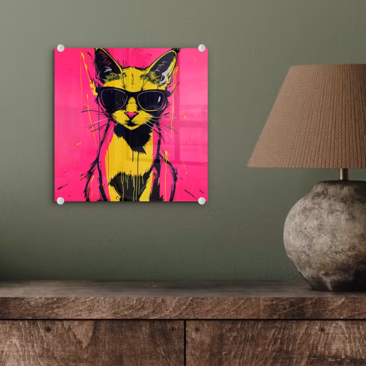 Kat - Art - Zonnebril - Roze plexiglas 5mm klein -sfeer3
