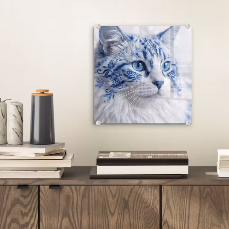 Kat - Patroon - Blauw plexiglas 5mm klein -sfeer1
