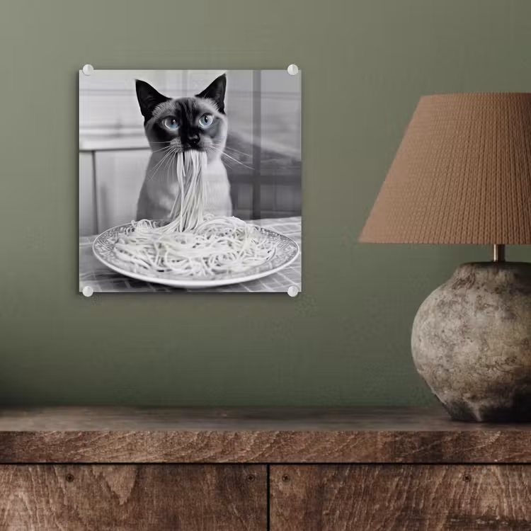 Kat - Siamees - Zwart Wit - Schattig - Dieren plexiglas 5mm klein -sfeer3