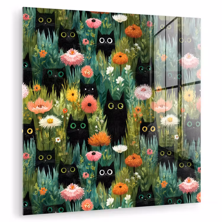 Katten - Bloemen - Kleurrijk plexiglas 5mm klein 11 -zzzproduct_nieuw