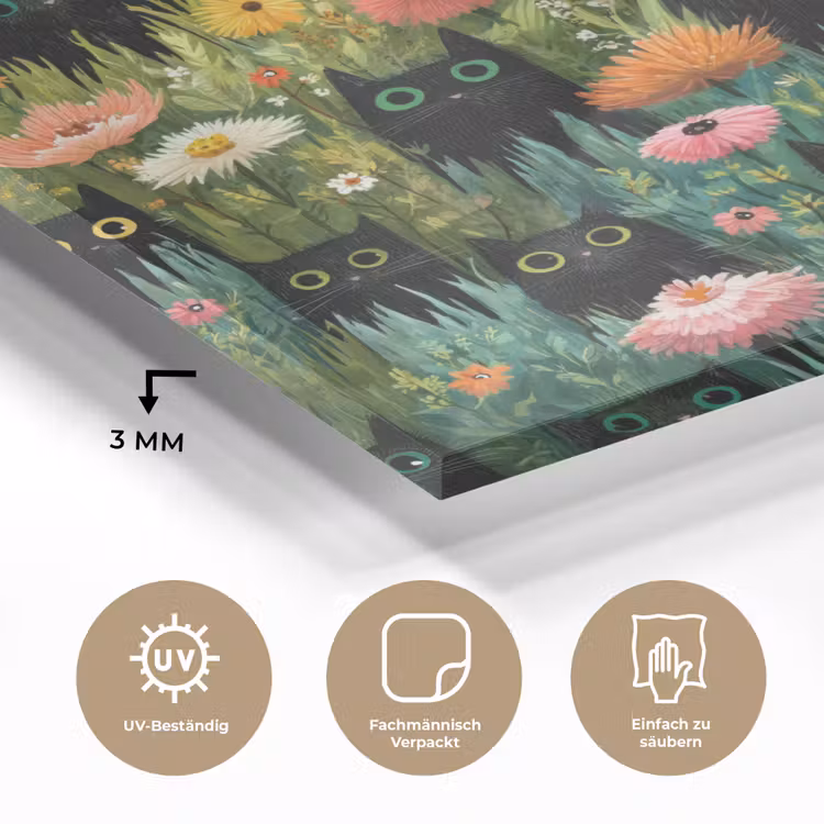 Katten - Bloemen - Kleurrijk plexiglas 5mm klein 11 -wsfeer2_DE