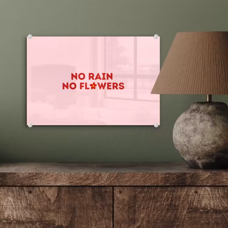 No rain no flowers - Minimalistisch - Roze - Bloem plexiglas 5mm klein -wsfeer2_DE