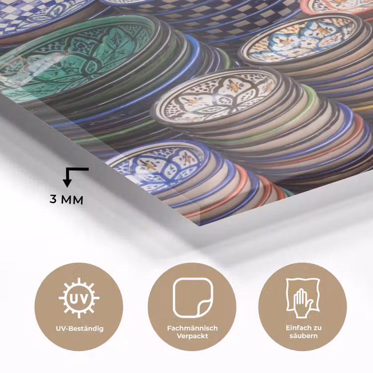 Glasbild - Keramik – Orientalisch – Farbenfroh - Aardewerk - Oosters - Kleurrijk plexiglas 5mm klein