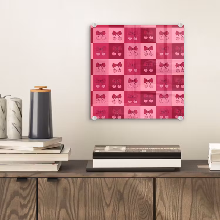 Kersen - Strikjes - Speels - Roze - Bordeaux plexiglas 5mm klein 11 -sfeer1