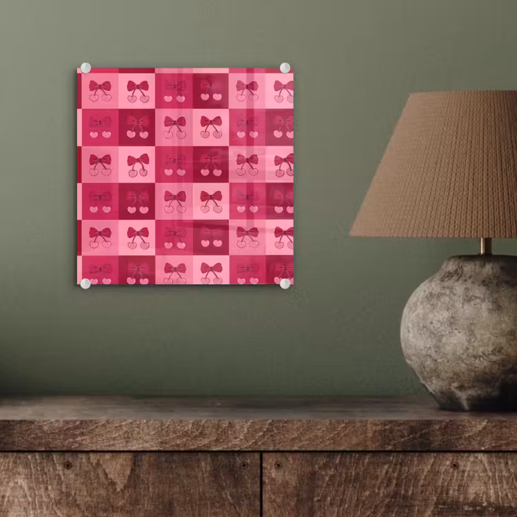 Kersen - Strikjes - Speels - Roze - Bordeaux plexiglas 5mm klein 11 -sfeer3