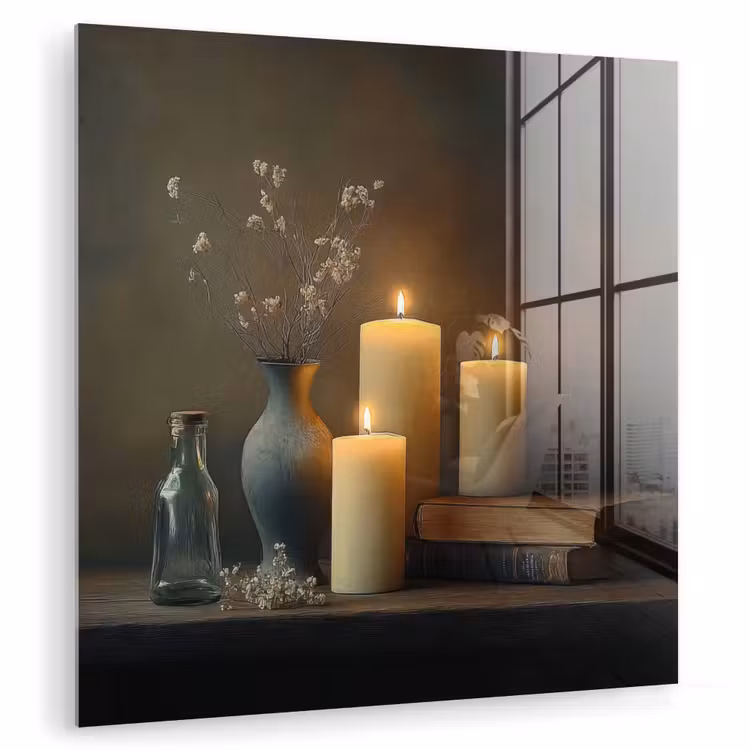Kaarsen - Stilleven - Rustiek - Boeken plexiglas 5mm klein -zzzproduct_nieuw
