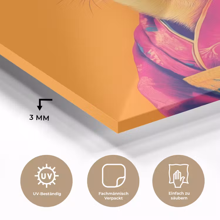 Kimono - Hondje - Bloemenkroon - Oranje plexiglas 5mm klein -wsfeer2_DE