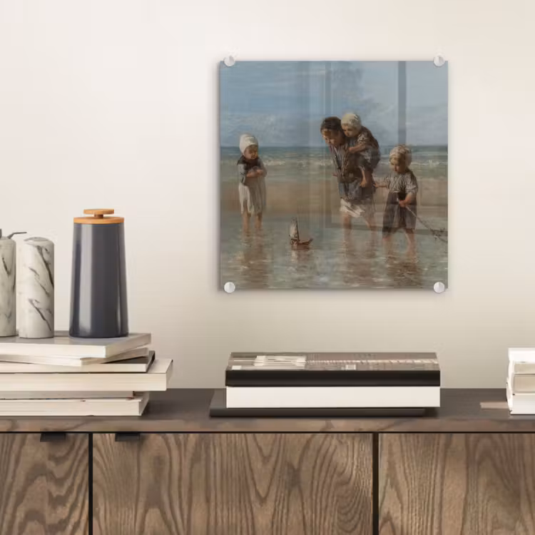 Kinderen der zee - Schilderij van Jozef Israëls plexiglas 5mm klein -sfeer1