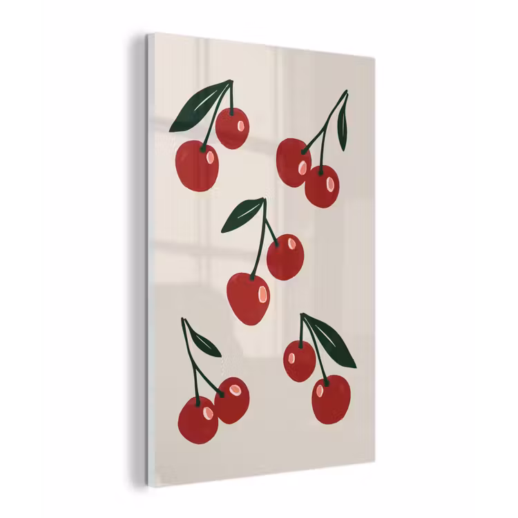 Kersen - Blaadjes - Rood plexiglas 5mm klein -z3d