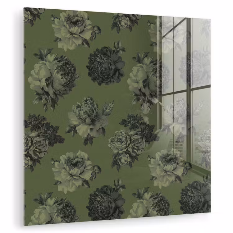 Klassiek - botanisch - olijfgroen - bloemen plexiglas 5mm klein 11 -zzzproduct_nieuw