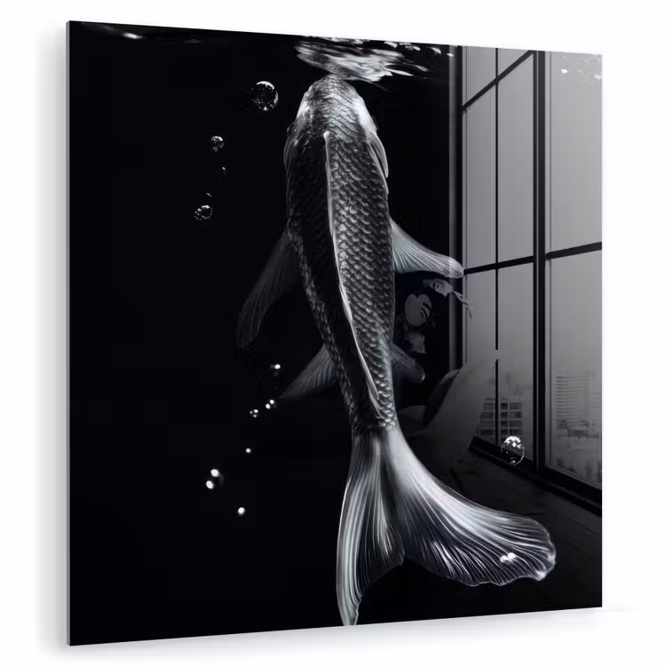 Koi - Vissen - Water - Zwart plexiglas 5mm klein -zzzproduct_nieuw