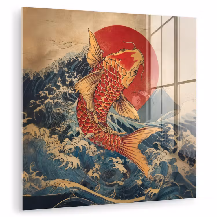 Koi - Zee - Golven - Zon plexiglas 5mm klein -zzzproduct_nieuw