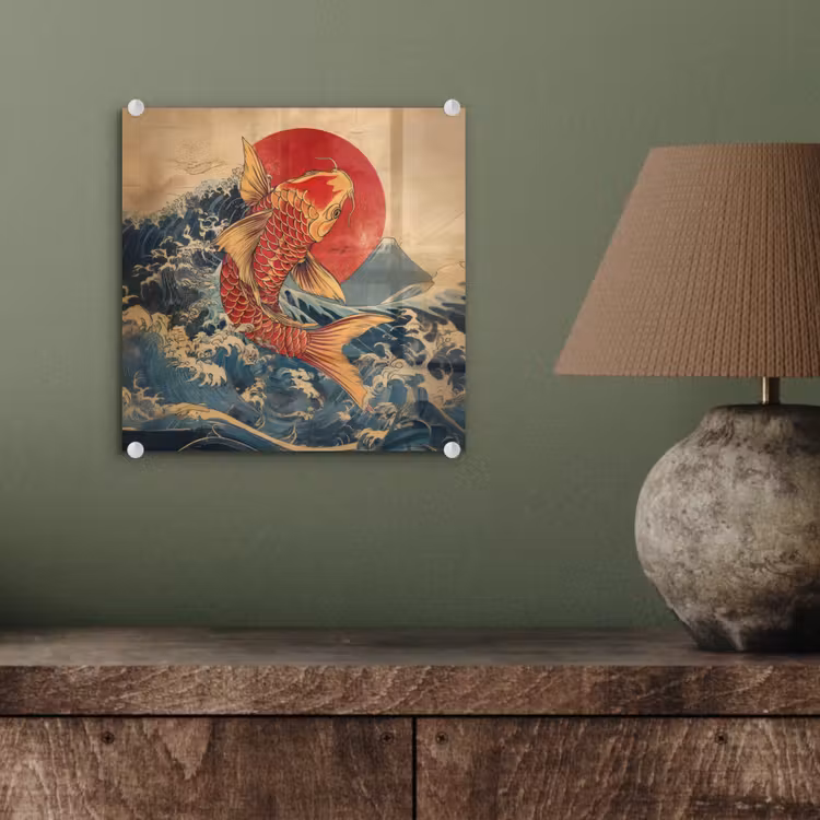 Koi - Zee - Golven - Zon plexiglas 5mm klein -sfeer3