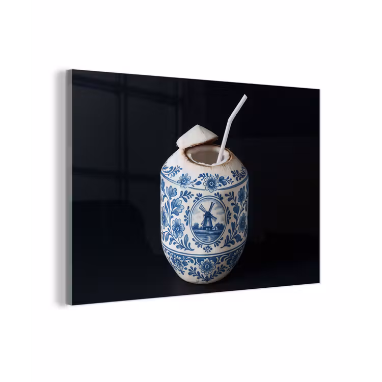 Kokosnoot - Eten - Delfts blauw - Drinken plexiglas 5mm klein -zzzproduct_nieuw