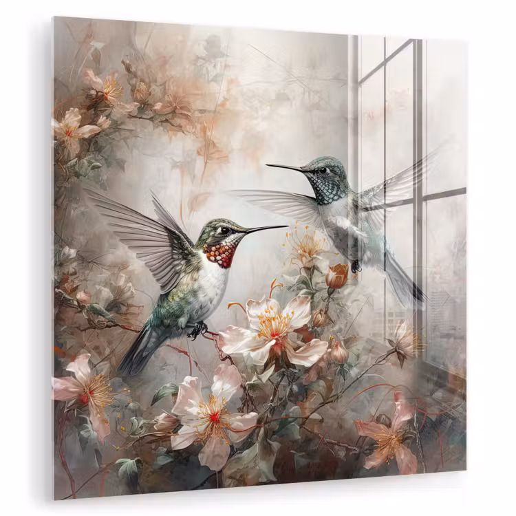 Kolibrie - Vogels - Bloemen - Planten plexiglas 5mm klein -zzzproduct_nieuw