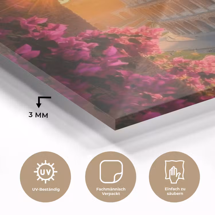 Colosseum - Rome - Roze Bloemen plexiglas 5mm klein -wsfeer2_DE