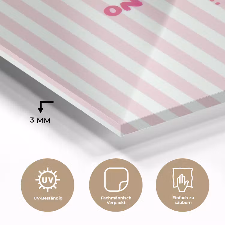 Focus on the good - Strepen - Roze - Smiley plexiglas 5mm klein -wsfeer2_DE