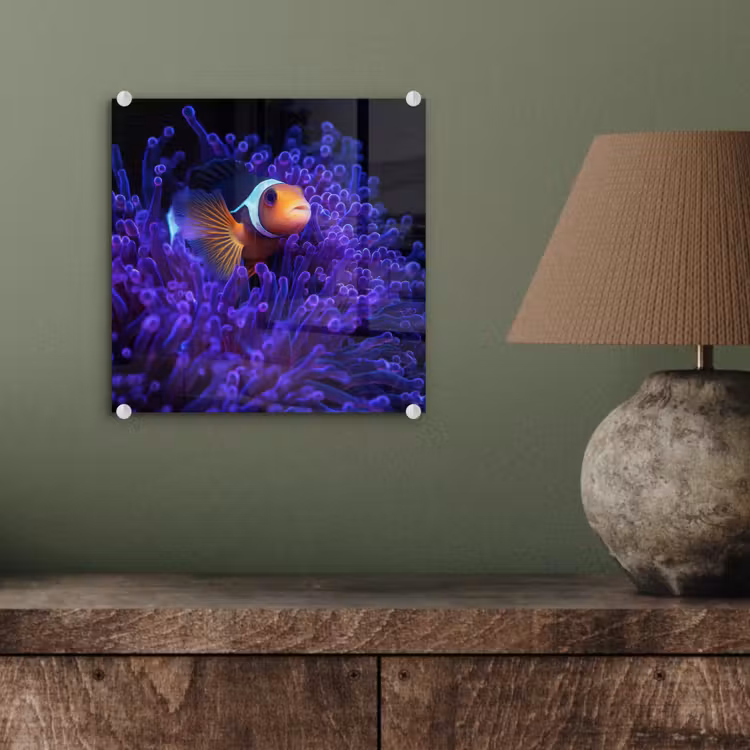 Koraal - Vis - Oranje - Zee plexiglas 5mm klein -sfeer3