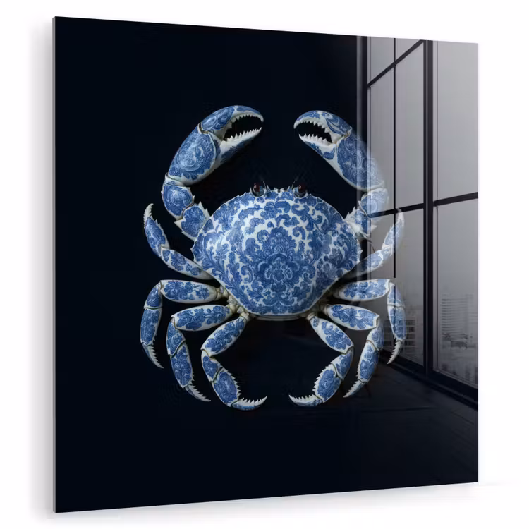 Krab - Delfts blauw - Dieren plexiglas 5mm klein -zzzproduct_nieuw