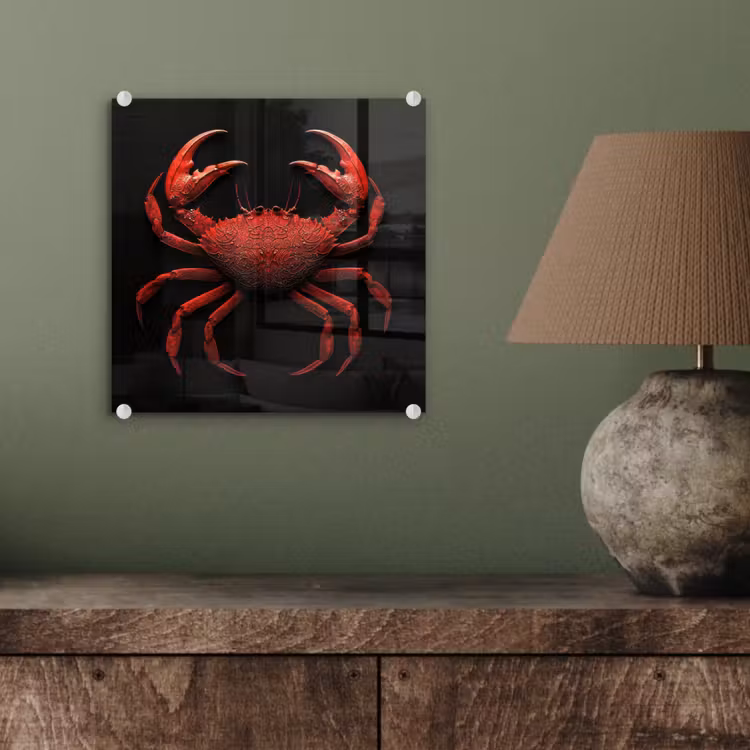 Krab - Rood - Vissen - Schaaldieren plexiglas 5mm klein -sfeer3